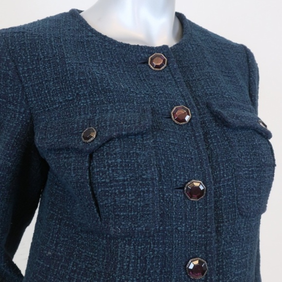 Chanel Tweed Jacket Navy Cotton-Blend - Picture 5 of 8
